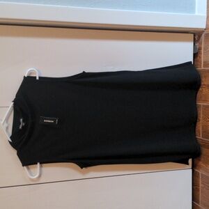 Express high neck long dress shirt with slits